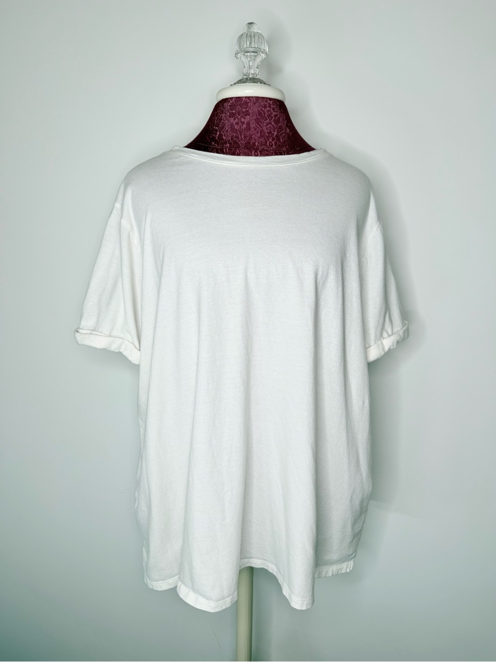 Ava & Viv 100% Cotton Shimmer Ivory Short Sleeve Crew Neck Tee 2X